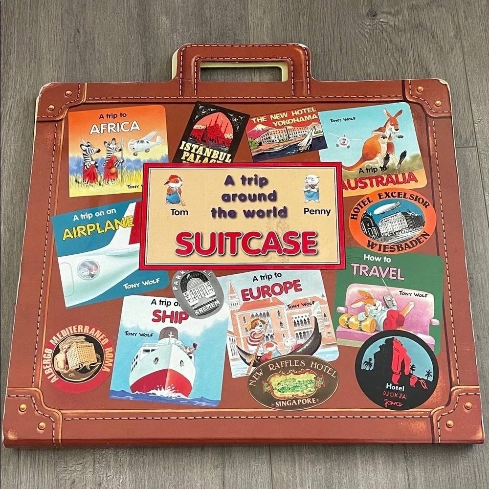 Vintage Travel around the world kids Suitcase book